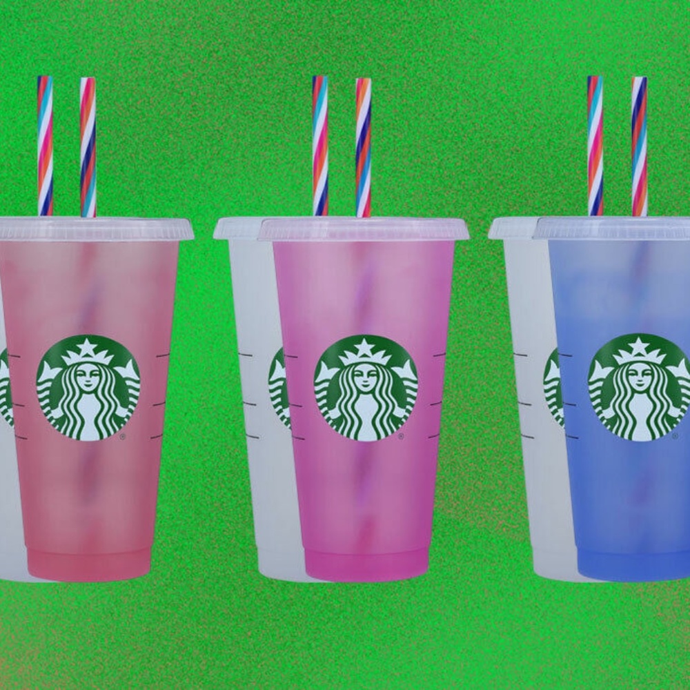 New set of 5 Starbucks Color Changing Cups w Straws & Lids - Picture 2 of 2